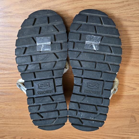 Skechers Luxe Foam Black White Low Wedge Sandals Women’s 7.5/8 Comfort Straps - Picture 7 of 8